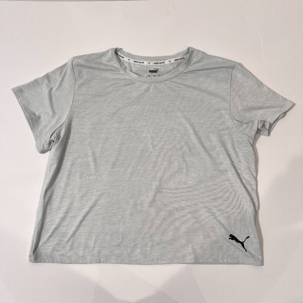 Puma Gray SS Dry Fit Athletic Top Size L